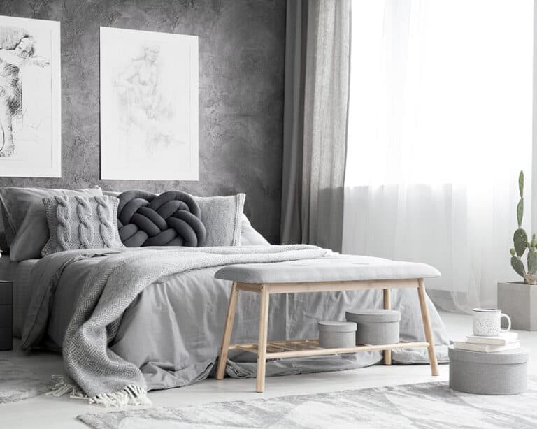 Soft grey blockout curtains ideal for bedroom privacy and light control.